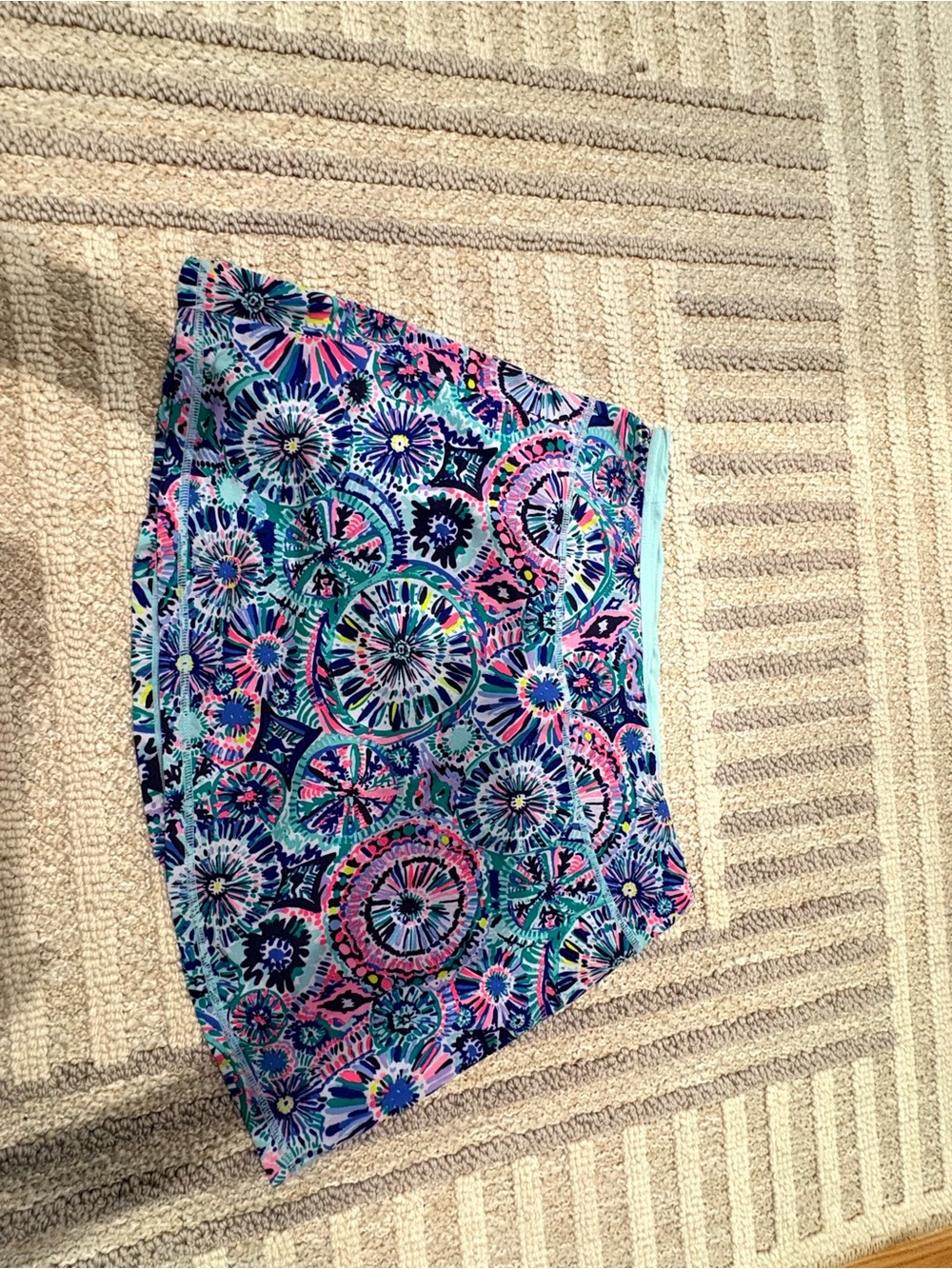 Lilly Pulitzer Aqua Waistband Floral Circle Print Skirt